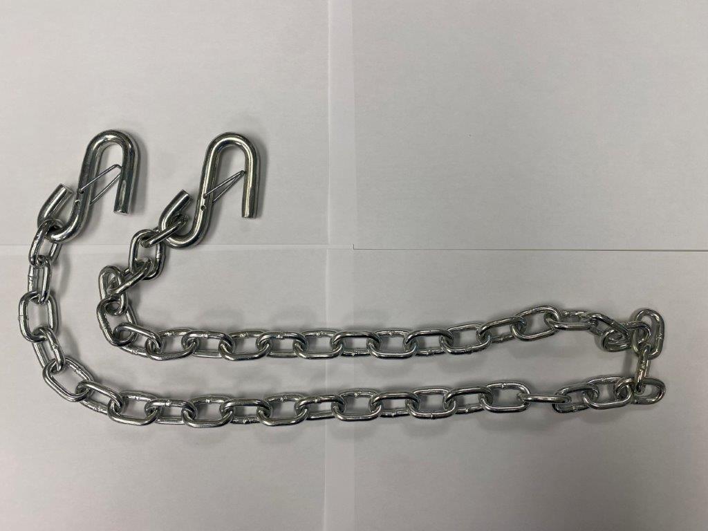 48" SAFETY CHAIN WITH 2 S-HOOKS (7,000LBS CLEAR ZINC)